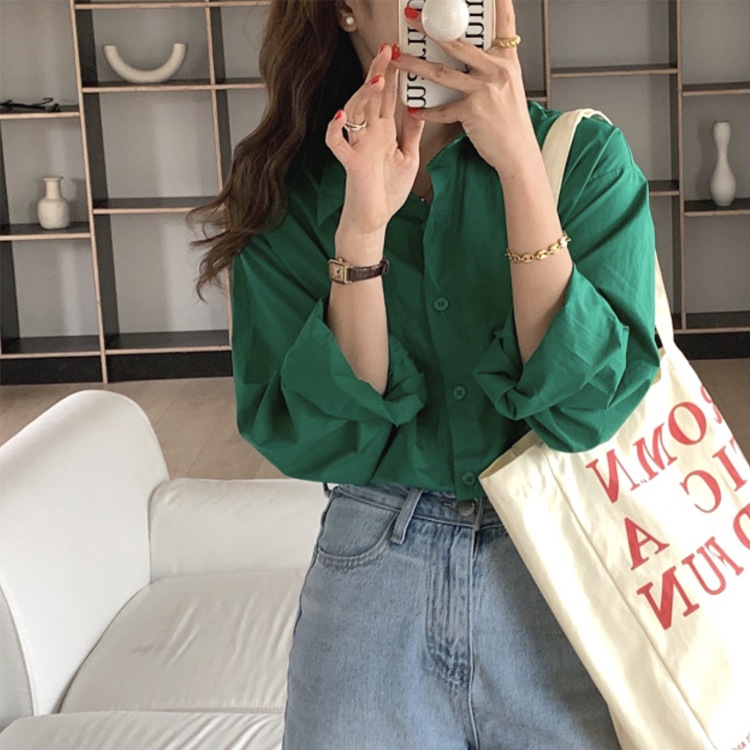 ゆったりドロップショルダー 長袖 シンプルシャツ