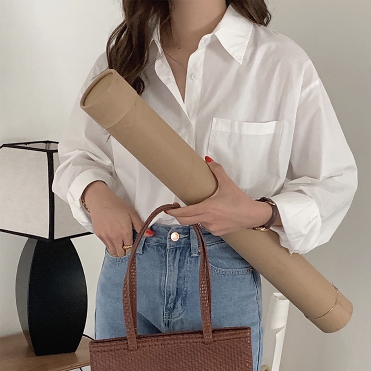 ゆったりドロップショルダー 長袖 シンプルシャツ