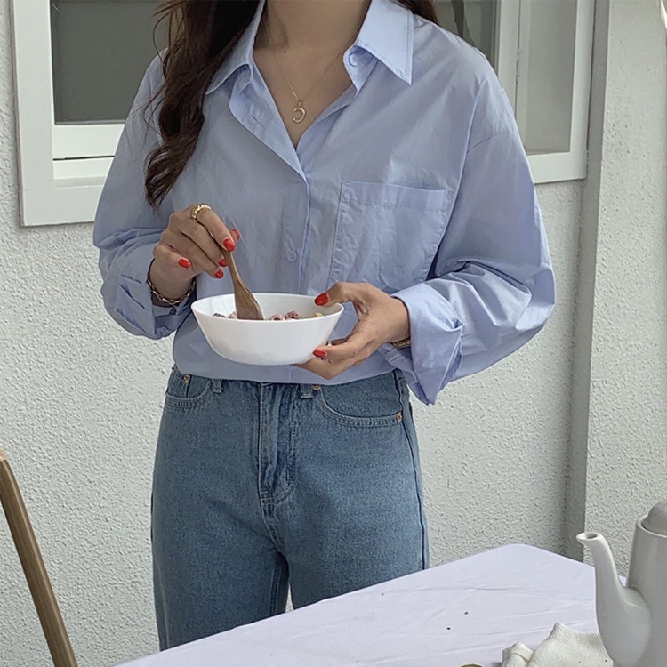 ゆったりドロップショルダー 長袖 シンプルシャツ