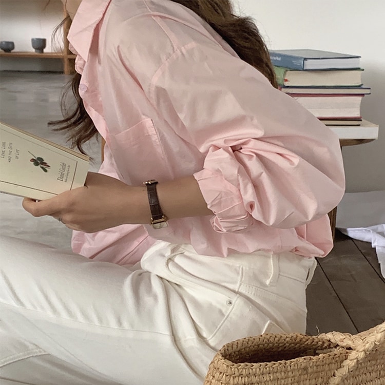 ゆったりドロップショルダー 長袖 シンプルシャツ