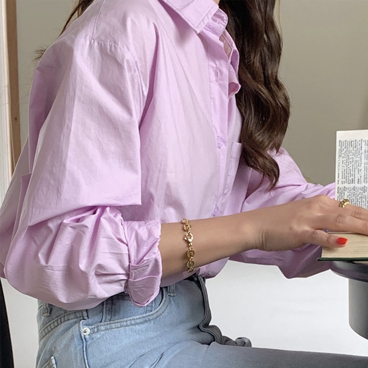 ゆったりドロップショルダー 長袖 シンプルシャツ