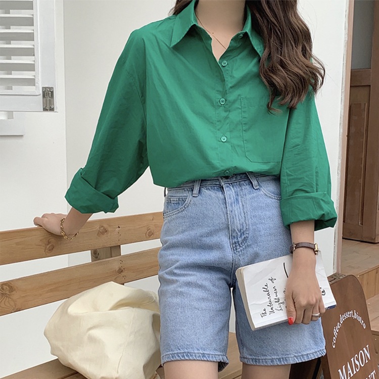 ゆったりドロップショルダー 長袖 シンプルシャツ