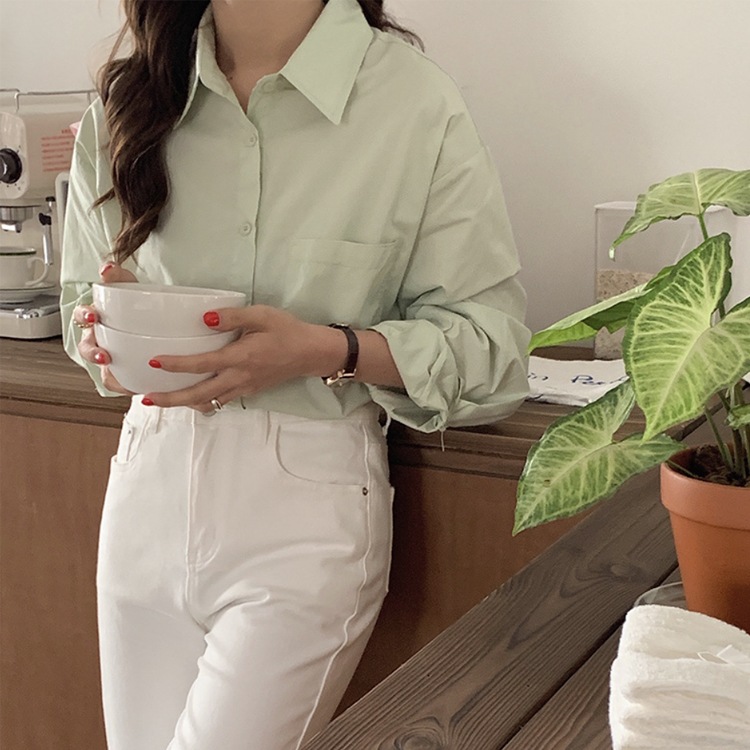 ゆったりドロップショルダー 長袖 シンプルシャツ