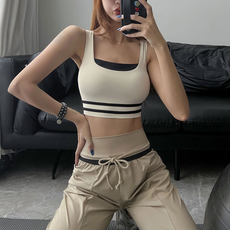 バイカラー ショート丈 Uネック タンクトップ スポーツブラ | スポーツ