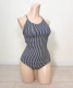 バックレースアップ ストライプ柄 ワンピース 水着