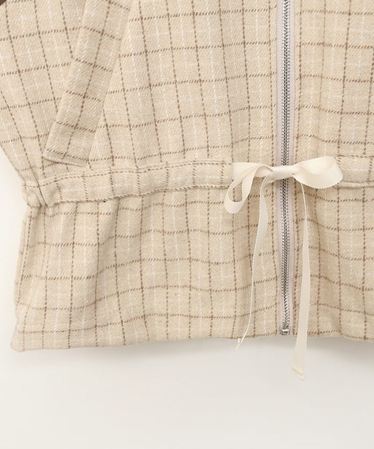 チェック柄 配色 ファー ジップアップ ベスト 韓国ゴルフウェア