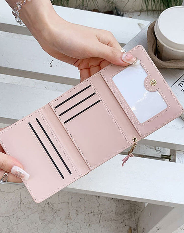 リボンチャーム付　三つ折り ミニ財布

