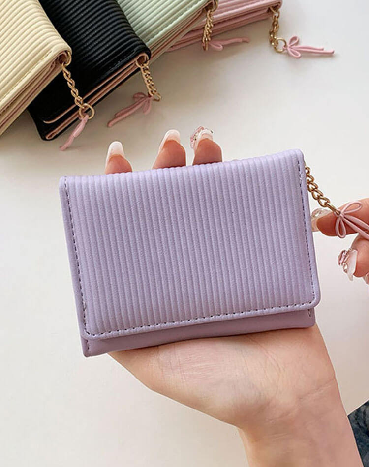 リボンチャーム付　三つ折り ミニ財布

