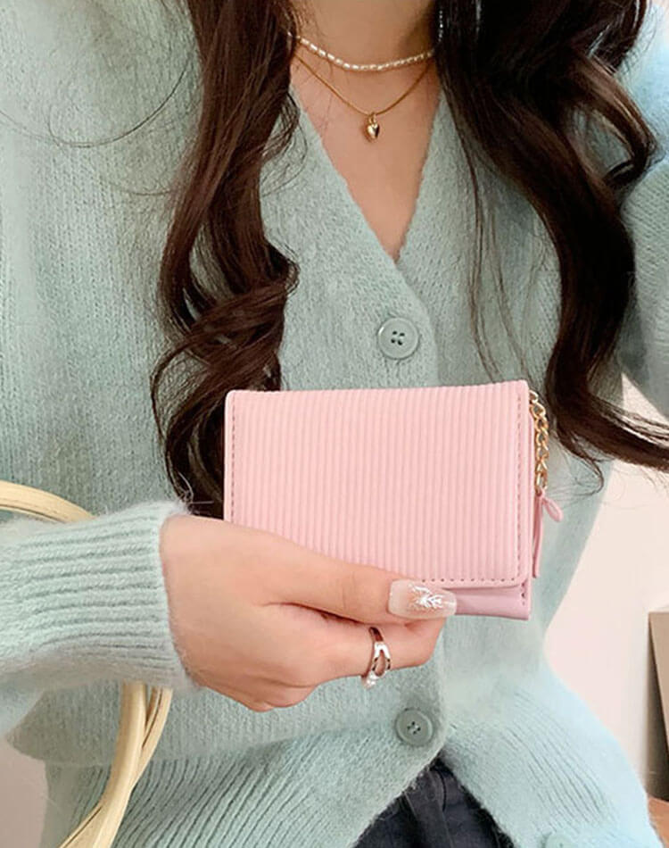 リボンチャーム付　三つ折り ミニ財布

