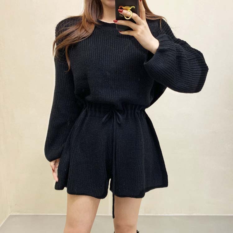 長袖 ショート ニット サロペット | レディースファッション