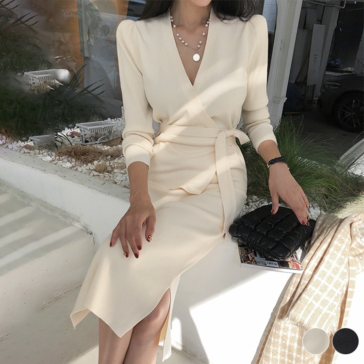 カシュクールニット ミモレ丈 タイトスカート ニットアップ カシュクールニット ミモレ丈 タイトスカート ニットアップ