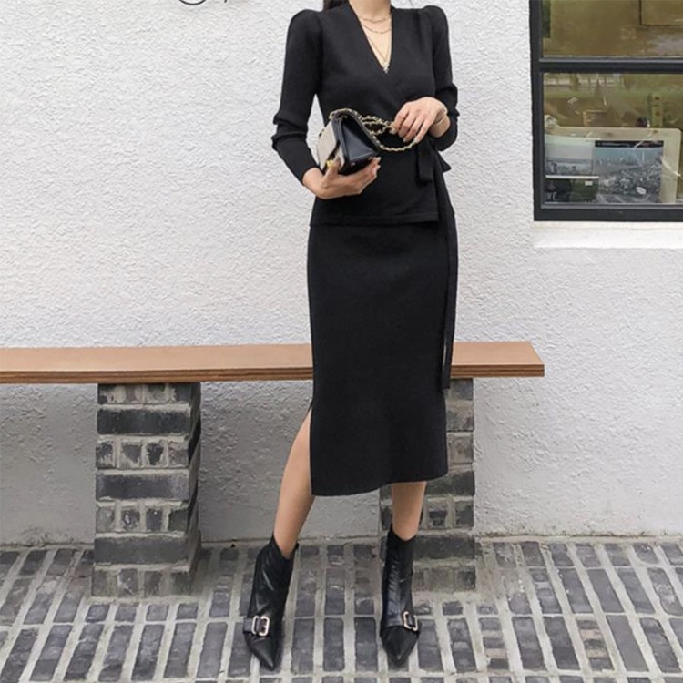 カシュクールニット ミモレ丈 タイトスカート ニットアップ カシュクールニット ミモレ丈 タイトスカート ニットアップ