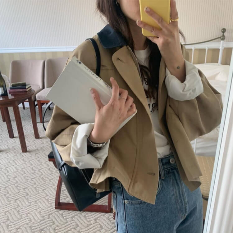 バイカラー襟 ゆったり カジュアル ジャケット コート