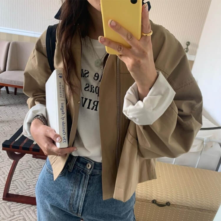 バイカラー襟 ゆったり カジュアル ジャケット コート