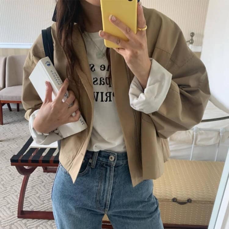 バイカラー襟 ゆったり カジュアル ジャケット コート