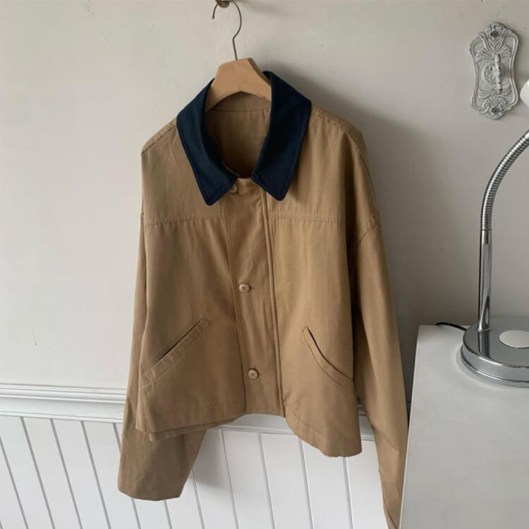バイカラー襟 ゆったり カジュアル ジャケット コート