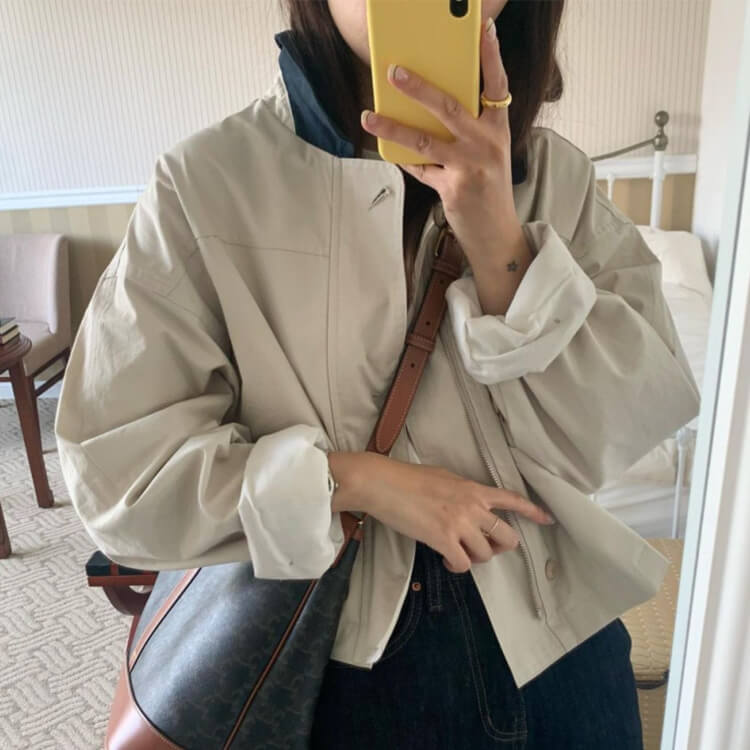 バイカラー襟 ゆったり カジュアル ジャケット コート