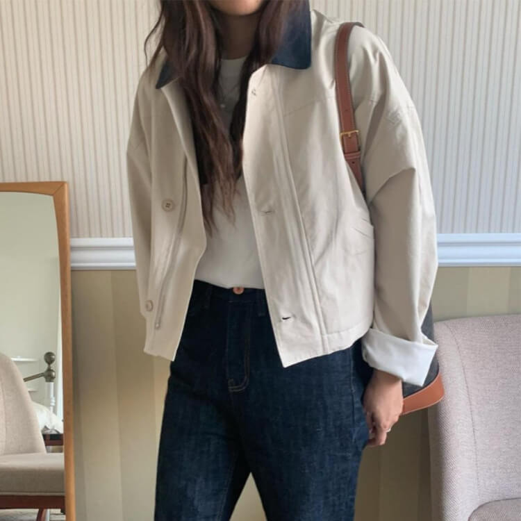 バイカラー襟 ゆったり カジュアル ジャケット コート