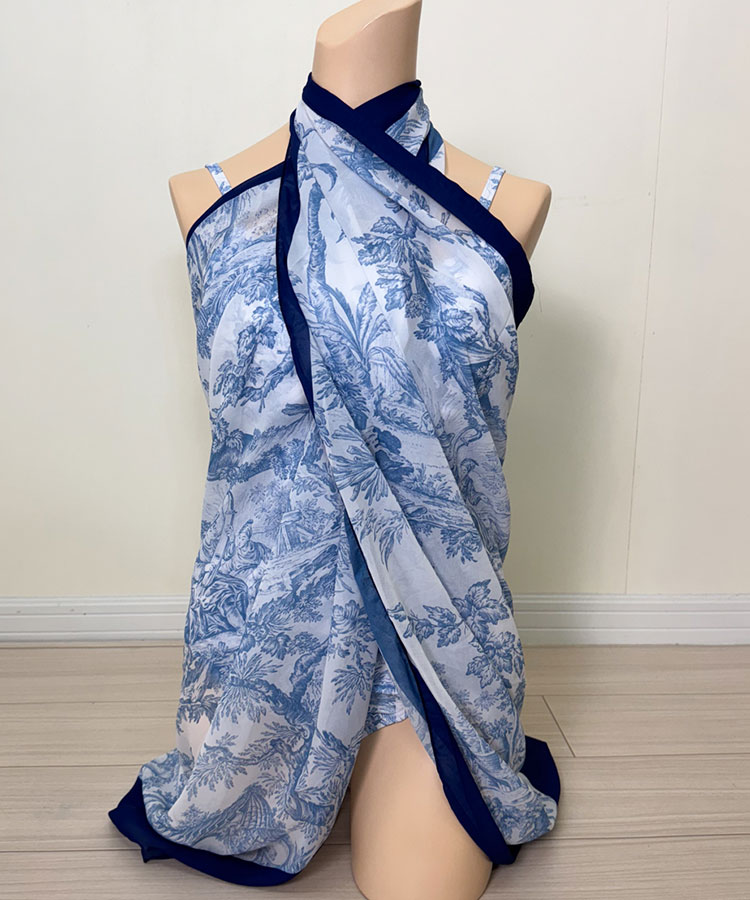 パレオ付き レトロ柄 ワンピース 水着

