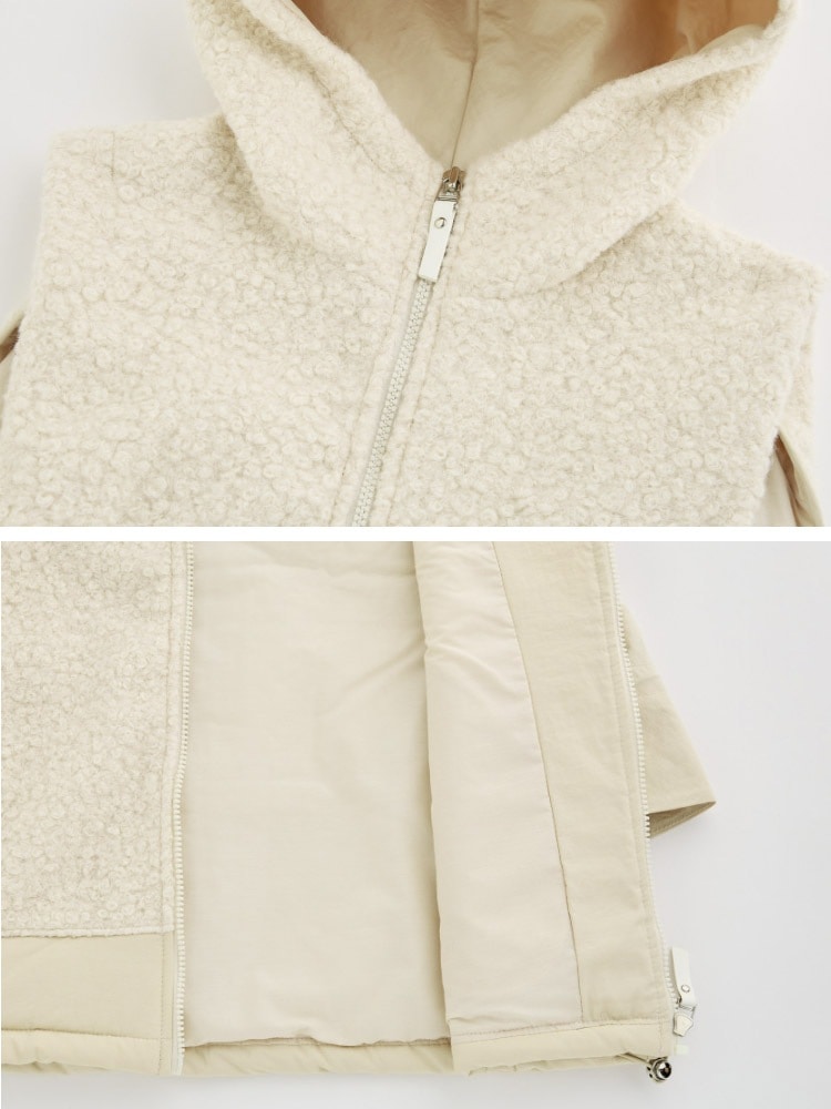 フード付き ボア切り替え ベスト 韓国ゴルフウェア

