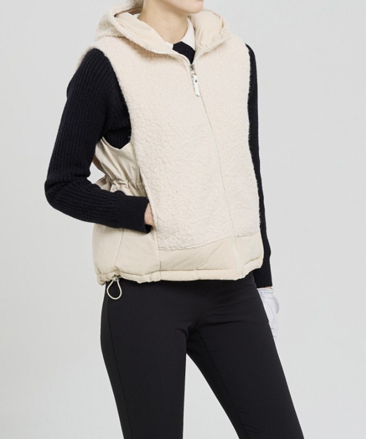 フード付き ボア切り替え ベスト 韓国ゴルフウェア

