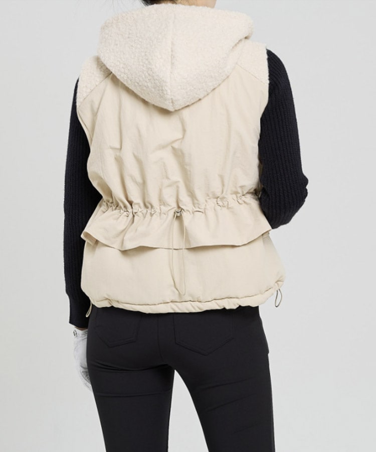 フード付き ボア切り替え ベスト 韓国ゴルフウェア

