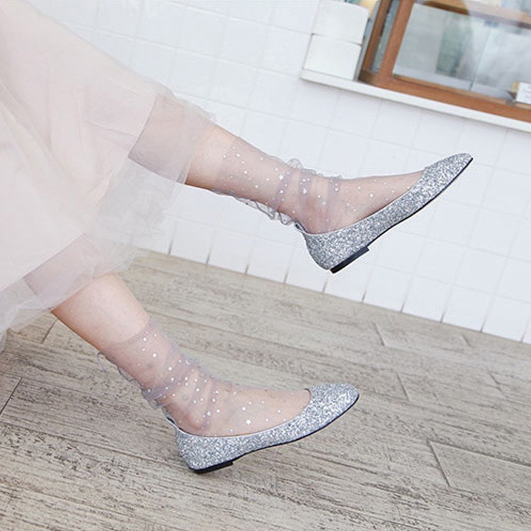 星月柄メッシュルーズソックス