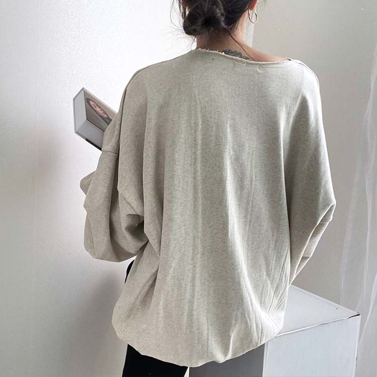 レースアップ ランタンスリーブ スウェット トレーナー