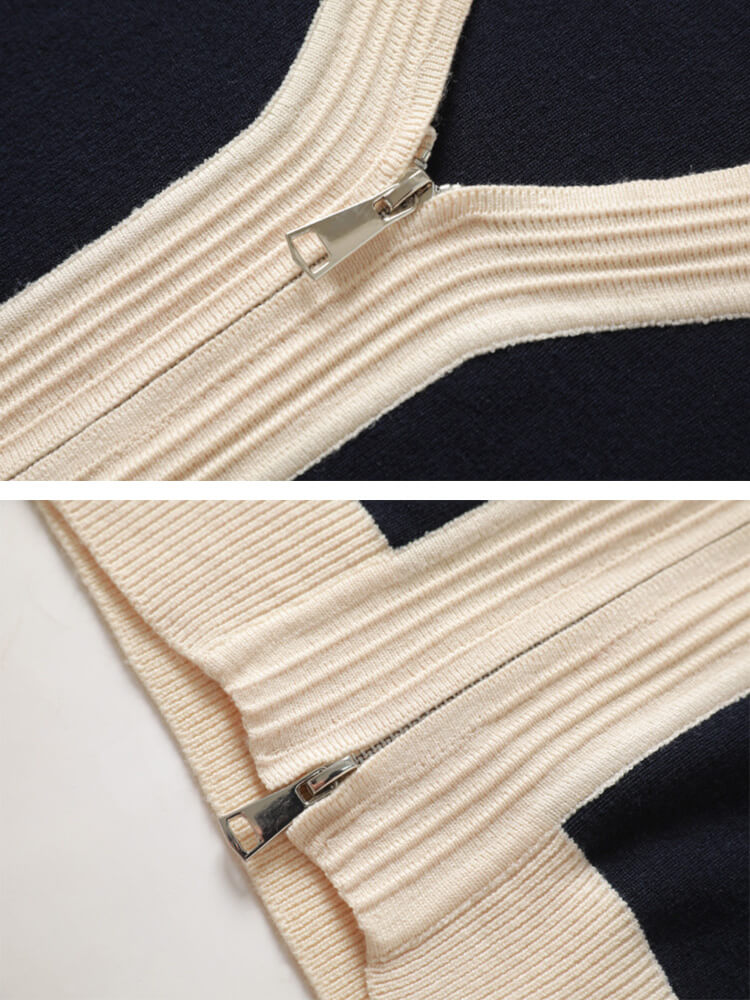 ジップアップ ニットカーディガン フレアスカート