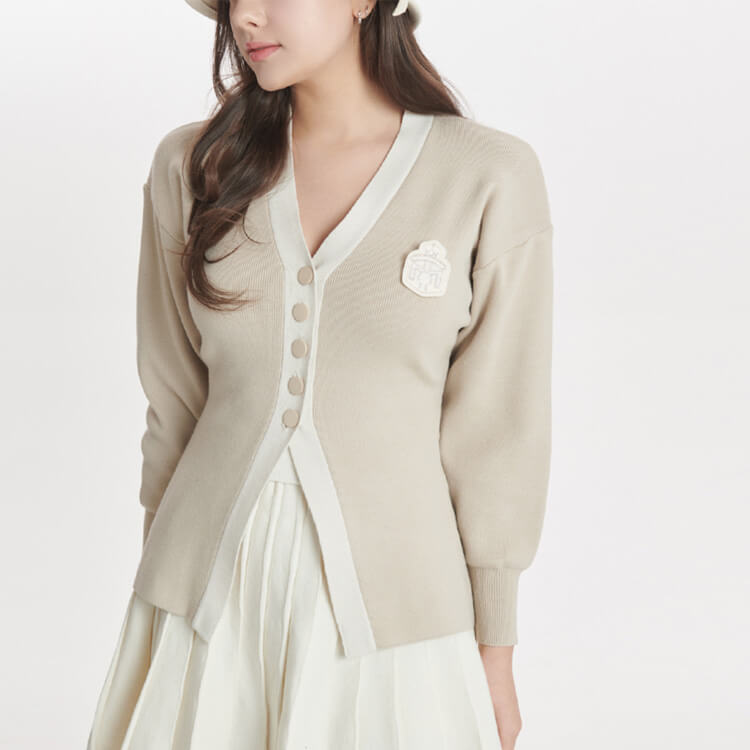 エレガント Vネック ハーフボタン ロング丈