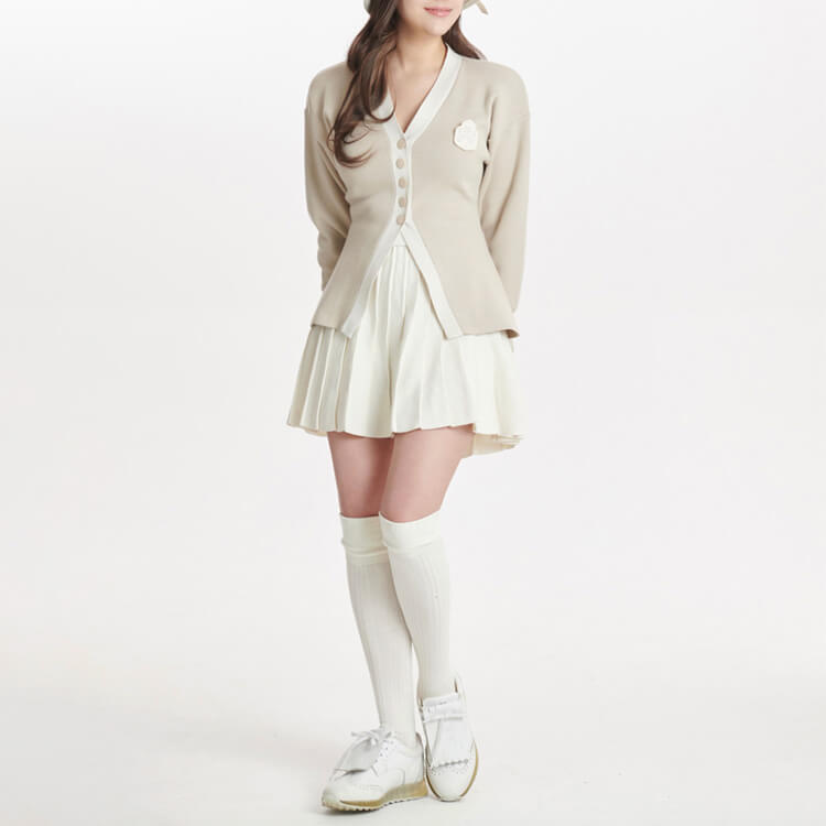 エレガント Vネック ハーフボタン ロング丈