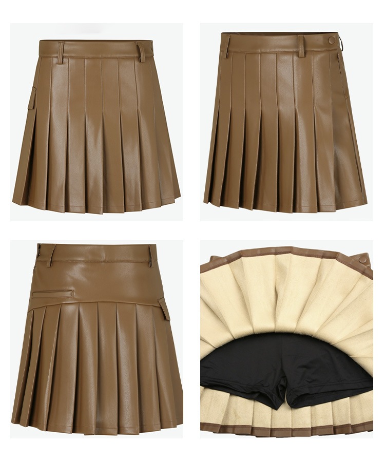 Aライン 切り替え プリーツ レザースカート | ゴルフ,ゴルフ