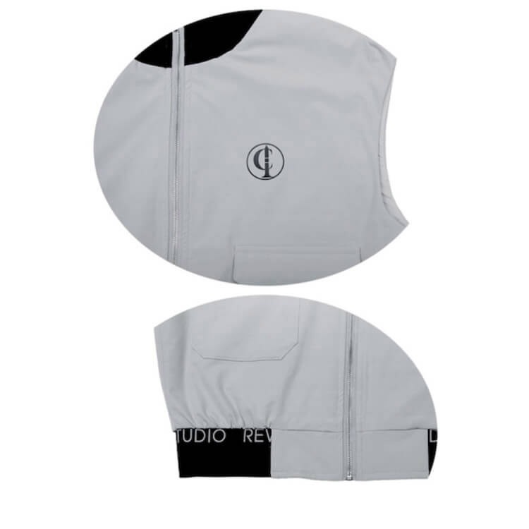 幅広ショルダー ジップアップ ハイネック ベスト