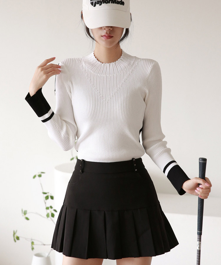 韓国ゴルフウェア輸入日本未発売モックネックシャツ長袖レディース