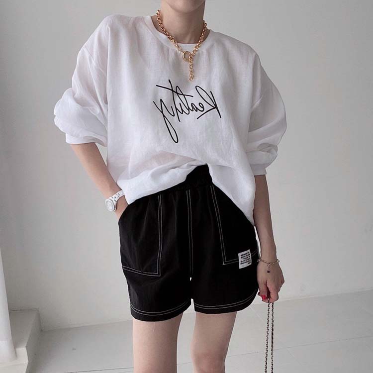 アルファベットプリント オーバーサイズ 薄手 トップス