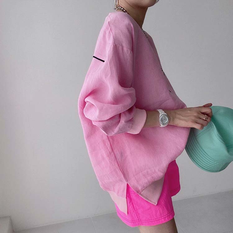 アルファベットプリント オーバーサイズ 薄手 トップス