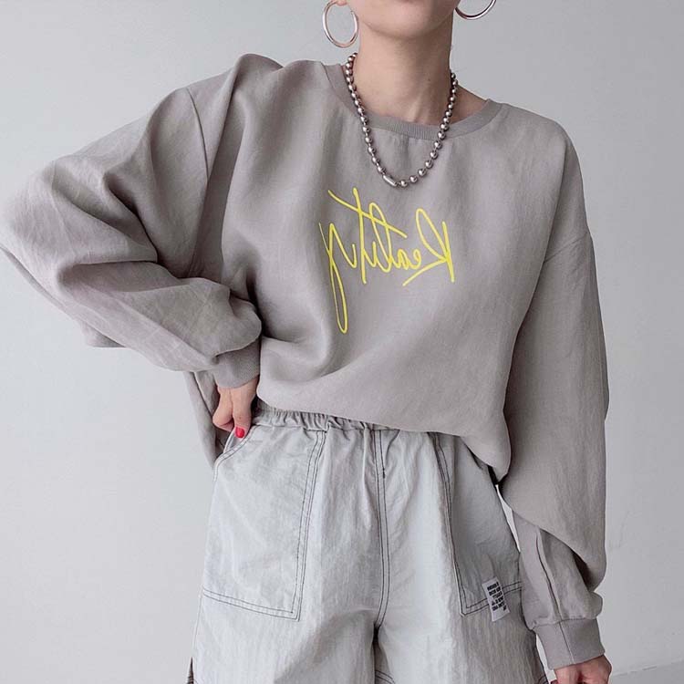 アルファベットプリント オーバーサイズ 薄手 トップス