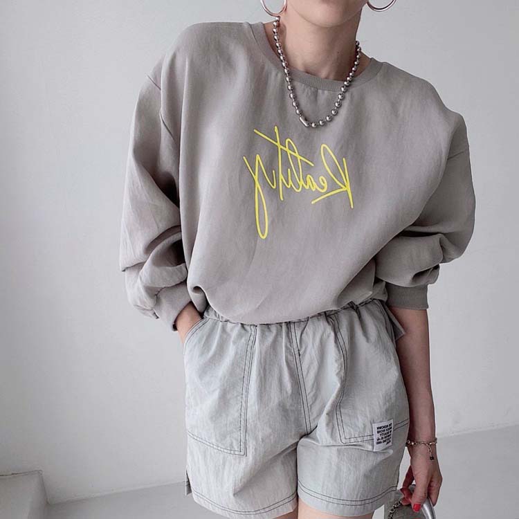 アルファベットプリント オーバーサイズ 薄手 トップス