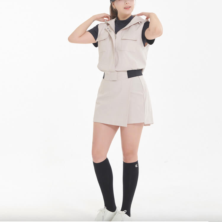 フード付き 胸ポケット ジップアップ ベスト