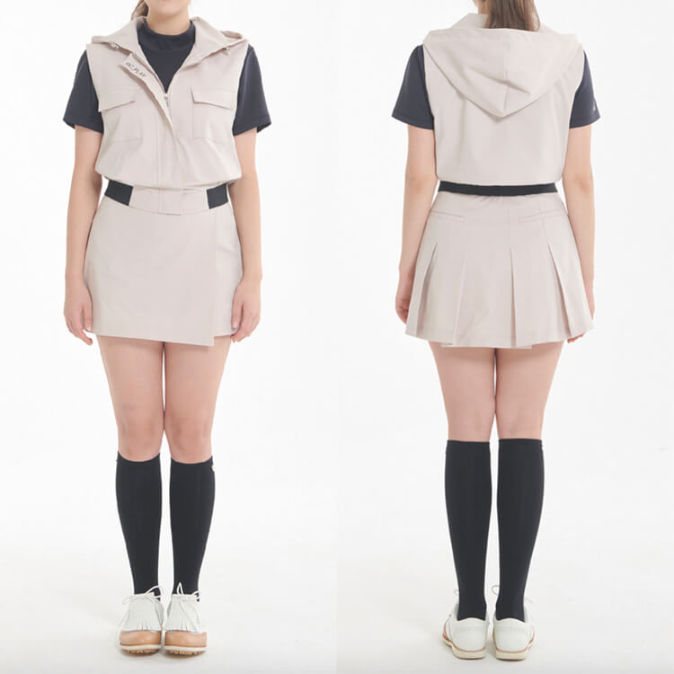 フード付き 胸ポケット ジップアップ ベスト