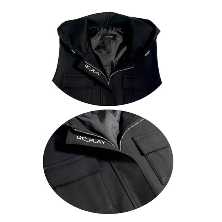 フード付き 胸ポケット ジップアップ ベスト