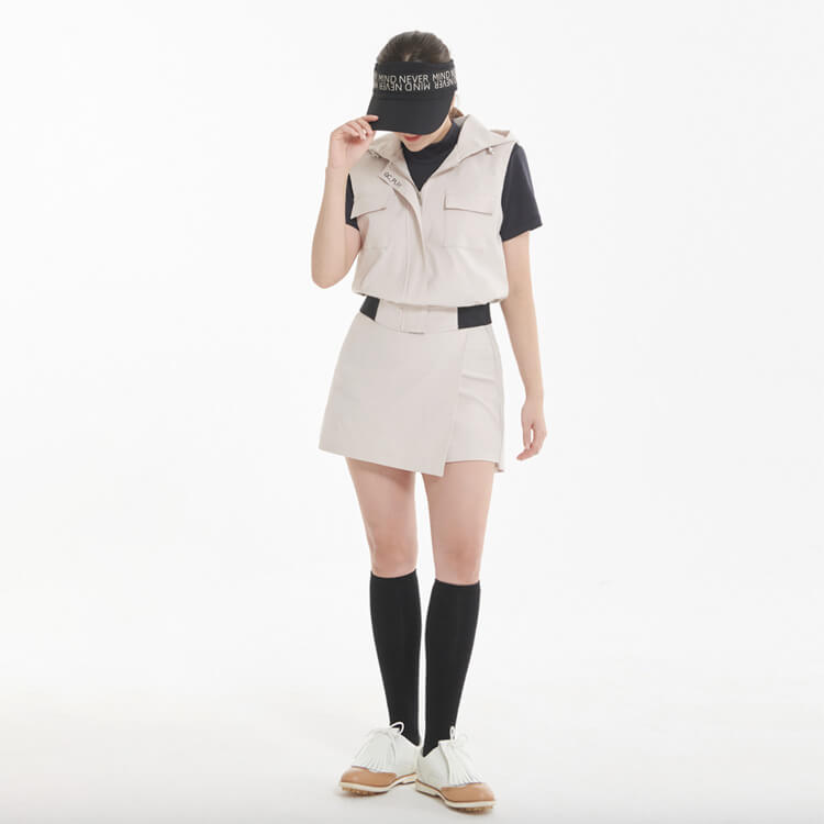 フード付き 胸ポケット ジップアップ ベスト