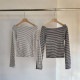 ボーダー柄 オフショルダー 長袖 Tシャツ