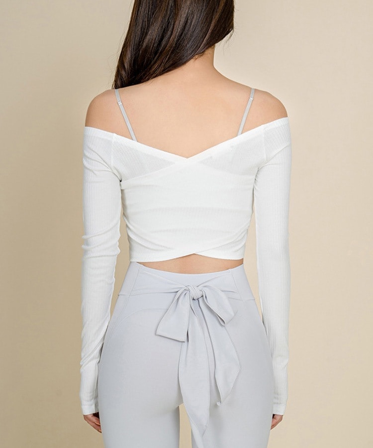 ショート丈 長袖 トップス Tシャツ ヨガウエア