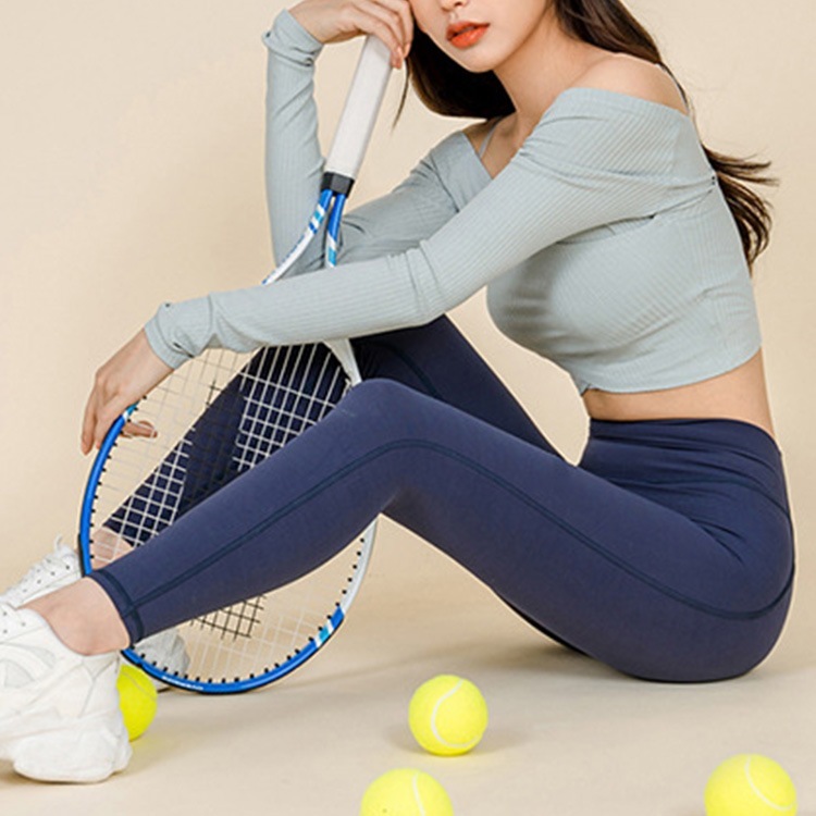 ショート丈 長袖 トップス Tシャツ ヨガウエア