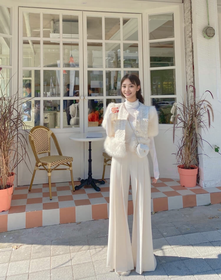 てろんと感 ロング丈 プリーツ ワイドパンツ スラックス