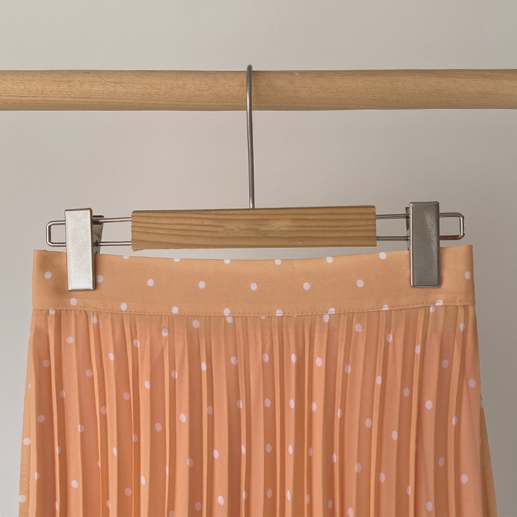 オレンジドット プリーツ ロングスカート