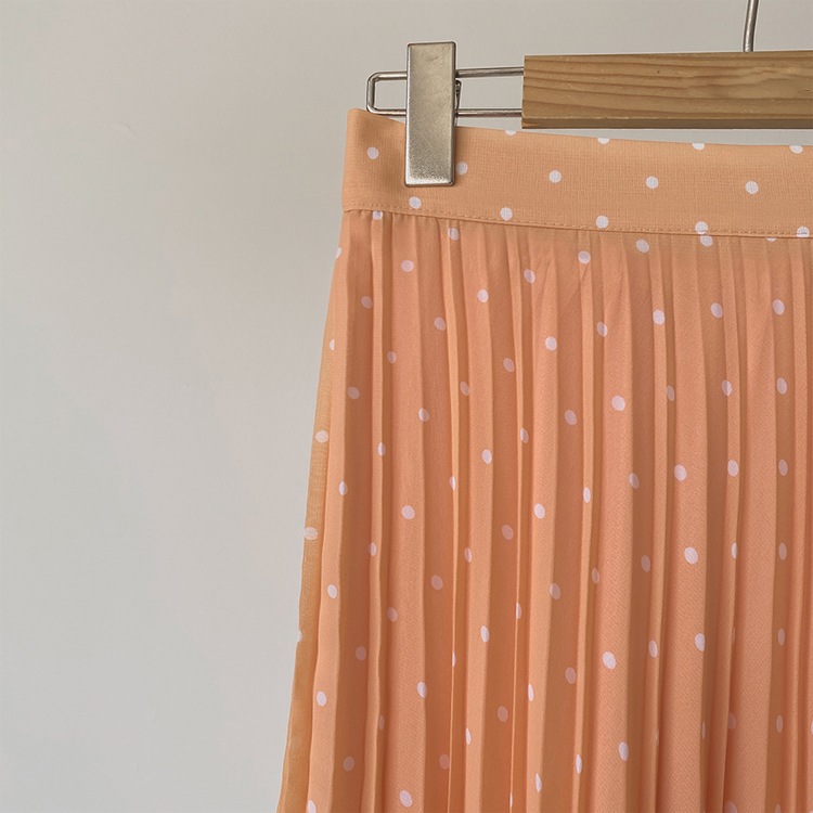 オレンジドット プリーツ ロングスカート