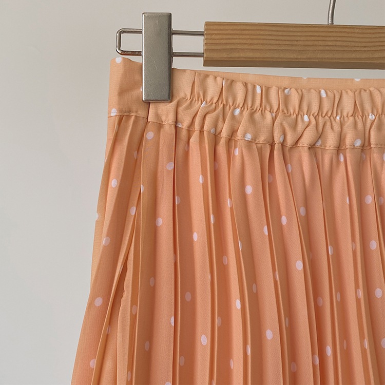 オレンジドット プリーツ ロングスカート