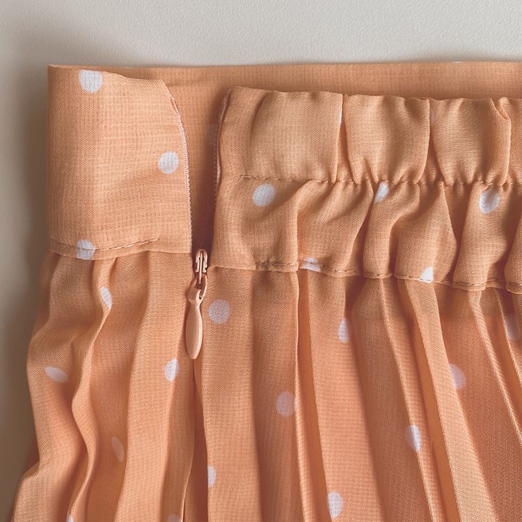 オレンジドット プリーツ ロングスカート